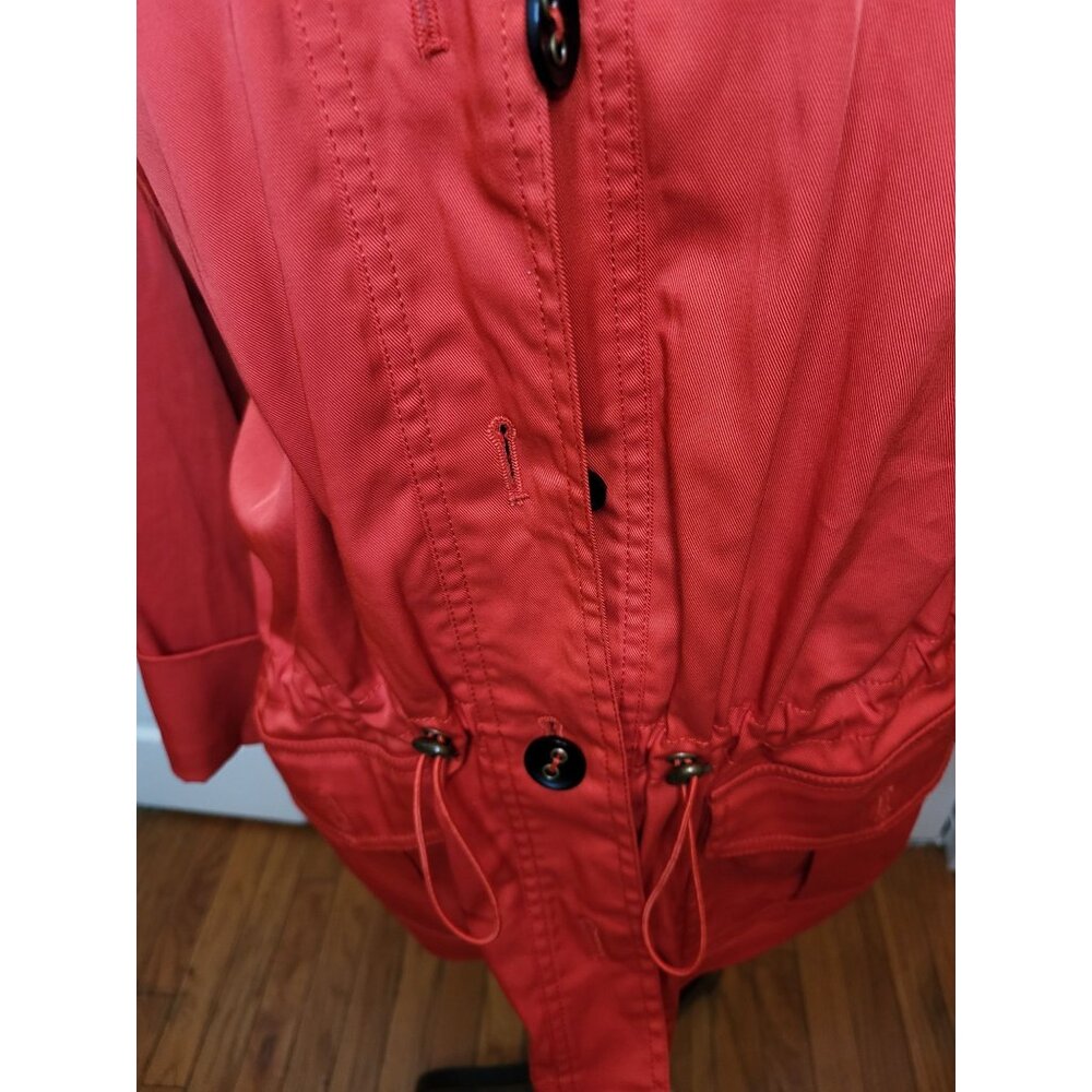 Ruby Rd Bright Coral Anorak Jacket 22 Drawstring Spring Lightweight Preppy - Picture 9 of 13